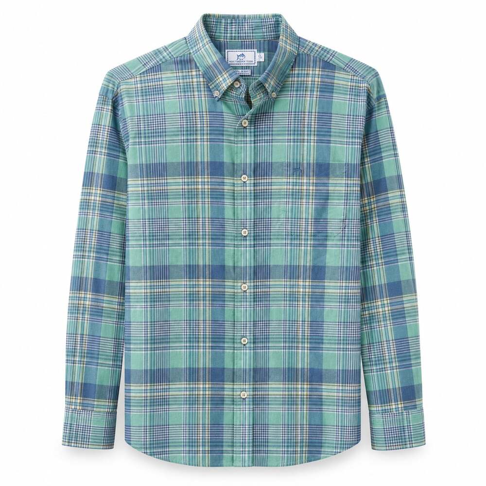 Southern Tide Coastal Passage Long Sleeve Button-Down Plaid Shirt large